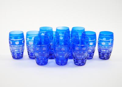 Val Saint Lambert Cobalt Blue Tableware Crystal Water Service For 12 People