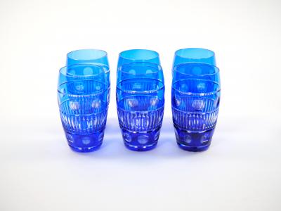 Val Saint Lambert Cobalt Blue Tableware Crystal Water Service For 12 People