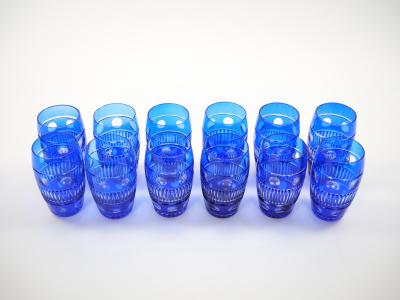 Val Saint Lambert Cobalt Blue Tableware Crystal Water Service For 12 People