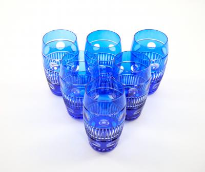 Val Saint Lambert Cobalt Blue Tableware Crystal Water Service For 12 People