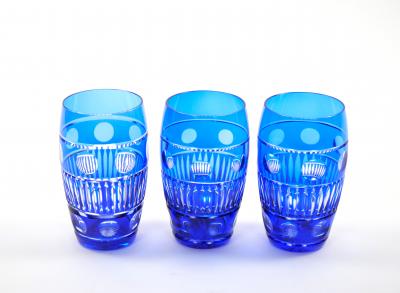 Val Saint Lambert Cobalt Blue Tableware Crystal Water Service For 12 People