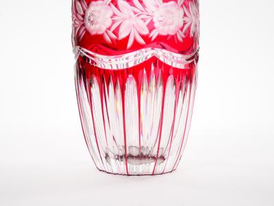 Val Saint Lambert Cut Etched Glass Vase with Floral and Foliate Decoration