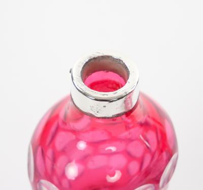 Val Saint Lambert Pink Glass Bottles with Diamond Cut Etched Decoration