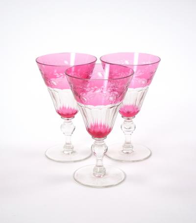 Val Saint Lambert Ruby Cut Crystal Champagne Coupe Service 7 People