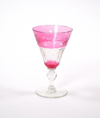 Val Saint Lambert Ruby Cut Crystal Champagne Coupe Service 7 People
