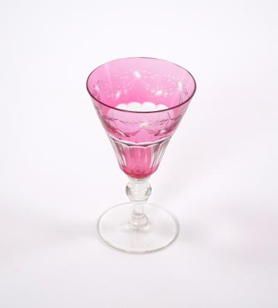 Val Saint Lambert Ruby Cut Crystal Champagne Coupe Service 7 People