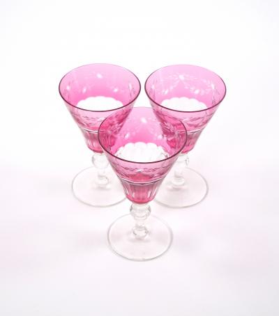 Val Saint Lambert Ruby Cut Crystal Champagne Coupe Service 7 People