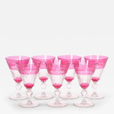 Val Saint Lambert Ruby Cut Crystal Champagne Coupe Service 7 People