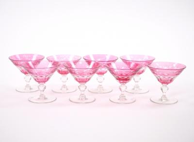 Val Saint Lambert Ruby Cut Crystal Cocktail Coupe Service For 8 People