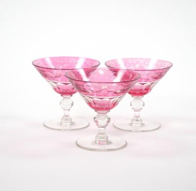 Val Saint Lambert Ruby Cut Crystal Cocktail Coupe Service For 8 People