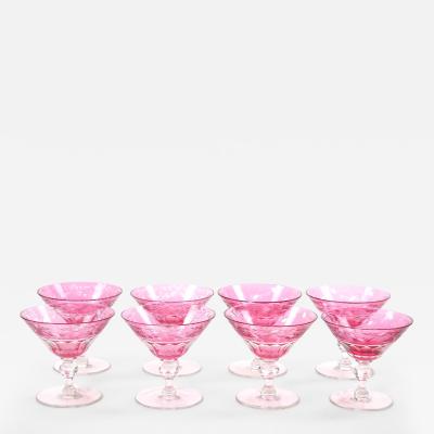 Val Saint Lambert Ruby Cut Crystal Cocktail Coupe Service For 8 People