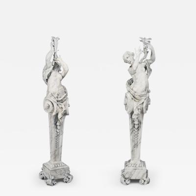 Val dOsne Pair of Outdoor Iron Female Figure Statuaries