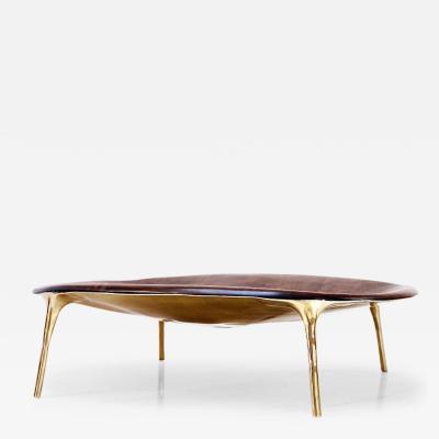 Valentin Loellmann WALNUT BRASS COFFEE TABLE