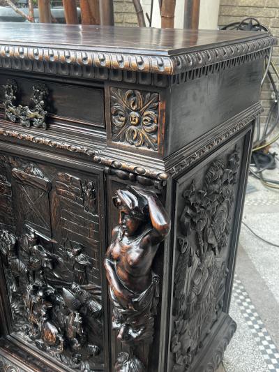 Valentino Panciera Besarel MAGNIFICIENT ITALIAN BAROQUE HIGHLY CARVED EPIC BATTLE SCENE CABINET