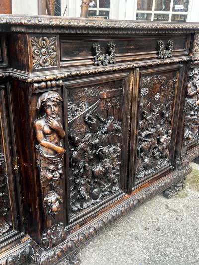 Valentino Panciera Besarel MAGNIFICIENT ITALIAN BAROQUE HIGHLY CARVED EPIC BATTLE SCENE CABINET