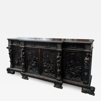 Valentino Panciera Besarel MAGNIFICIENT ITALIAN BAROQUE HIGHLY CARVED EPIC BATTLE SCENE CABINET