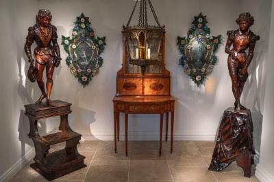 Valentino Panciera Besarel Valentino Besarel Pair of Carved Italian Venetian Figures