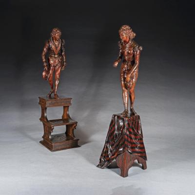 Valentino Panciera Besarel Valentino Besarel Pair of Carved Italian Venetian Figures