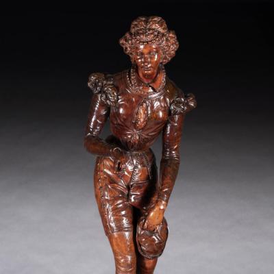 Valentino Panciera Besarel Valentino Besarel Pair of Carved Italian Venetian Figures