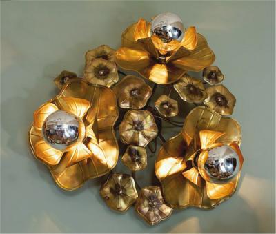 Valerie Wade Triple Lotus flower wall light