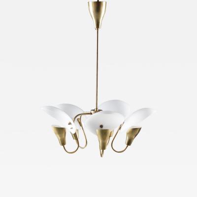 Valinte OY Mid Century Finnish Chandelier in Brass and Glass by Valinte Oy