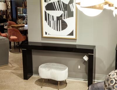 Vaughan Benz Style Ebonized Console Table with Silver Trim