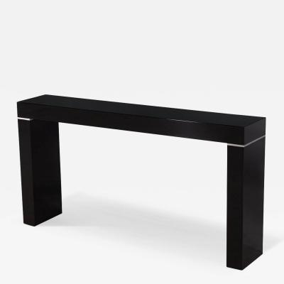 Vaughan Benz Style Ebonized Console Table with Silver Trim