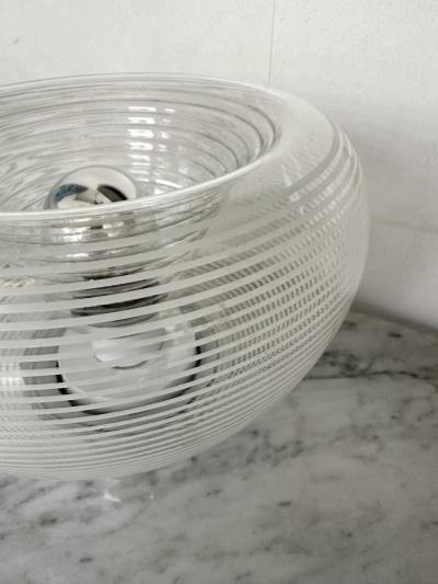 VeArt Pair of Stripe Murano Glass and Metal Chrome Lamps by VeArt Italy 1970s