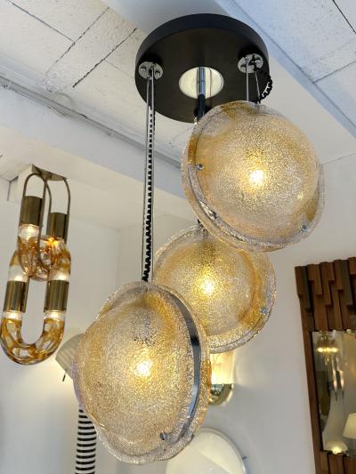 VeArt Planetarium Chandelier Amber Murano Glass and Metal by VeArt Italy 1970s