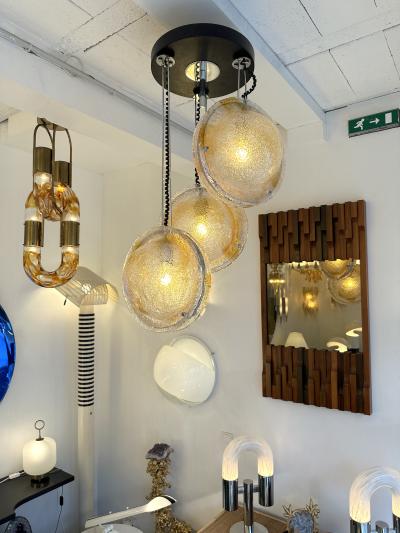 VeArt Planetarium Chandelier Amber Murano Glass and Metal by VeArt Italy 1970s