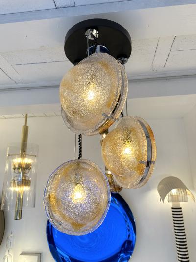 VeArt Planetarium Chandelier Amber Murano Glass and Metal by VeArt Italy 1970s