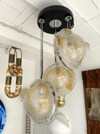 VeArt Planetarium Chandelier Amber Murano Glass and Metal by VeArt Italy 1970s