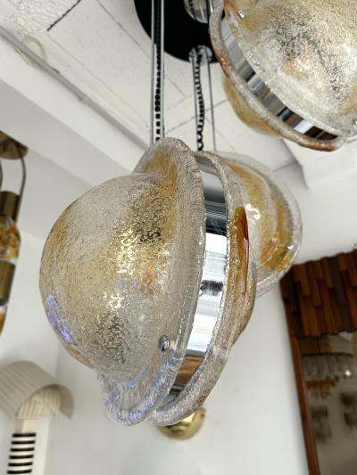 VeArt Planetarium Chandelier Amber Murano Glass and Metal by VeArt Italy 1970s