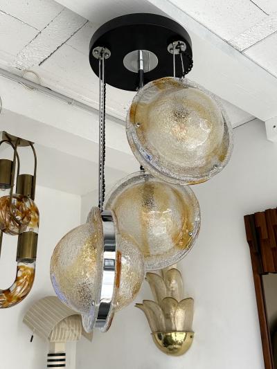 VeArt Planetarium Chandelier Amber Murano Glass and Metal by VeArt Italy 1970s
