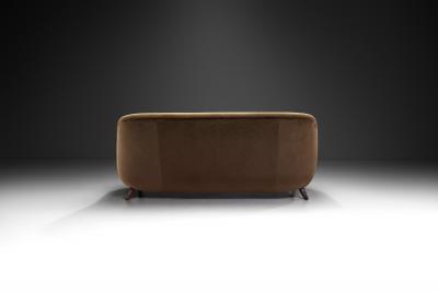 Velour Two Seater Sofa with Solid Wood Legs Europe ca 1950s