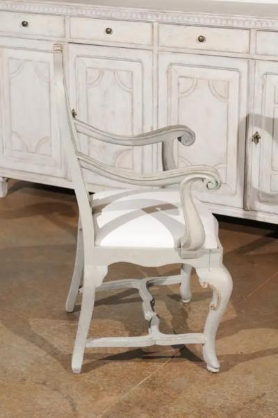 Venetian 1810s Rococo Style Painted Wood Armchair with Parcel Gilt Accents