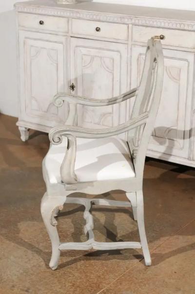 Venetian 1810s Rococo Style Painted Wood Armchair with Parcel Gilt Accents