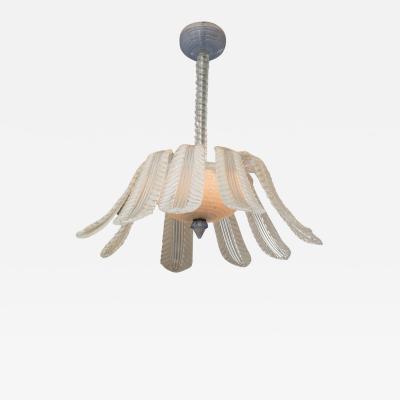 Venetian Art Deco Blown Chandelier With Downswept Leaves