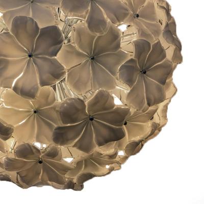 Venetian Beige Flowers Murano Style Glass Sputnik Chandelier