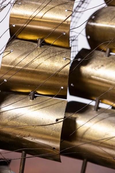 Venetian Brass Four Masted Model Ship with Detailed D cor Mounted on Base