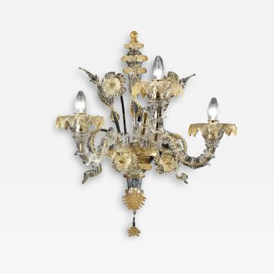 Venetian Ca Rezzonico Murano Glass Gold Wall Sconce