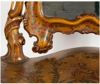 Venetian Carved and Painted Rococo Style Vanity Mirror