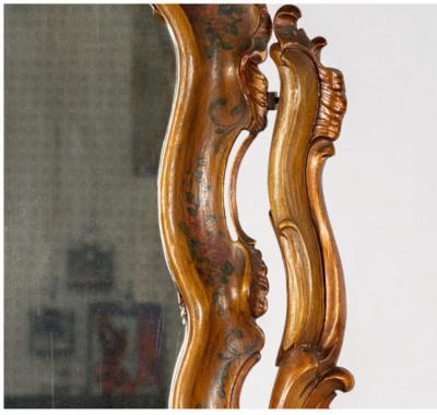 Venetian Carved and Painted Rococo Style Vanity Mirror