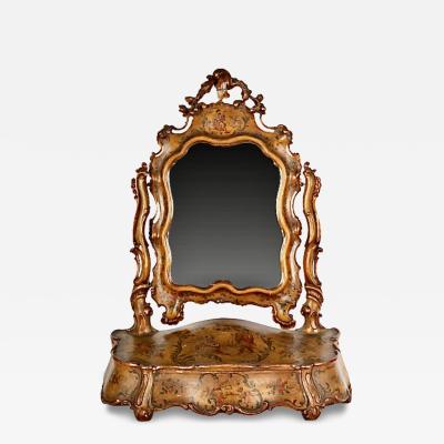 Venetian Carved and Painted Rococo Style Vanity Mirror