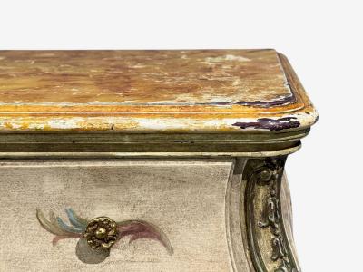 Venetian Chinoiserie Bomb Commode Beige Painted Faux Marble Italy 1920s