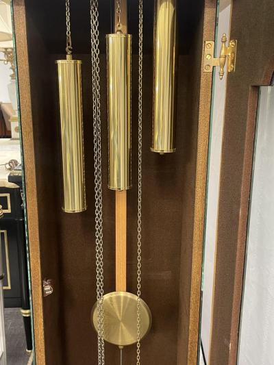 Venetian Etched Glass Tall Case Grandfather Clock Giltwood Tempus Fugit