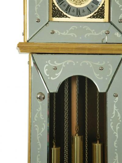 Venetian Etched Glass Tall Case Grandfather Clock Giltwood Tempus Fugit