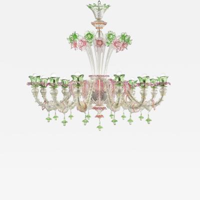Venetian Floral C Rezzonico Murano Glass Chandelier With Silver Leaf