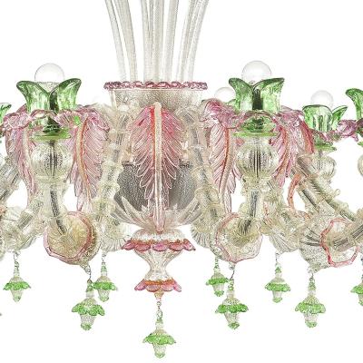 Venetian Floral C Rezzonico Murano Glass Chandelier With Silver Leaf