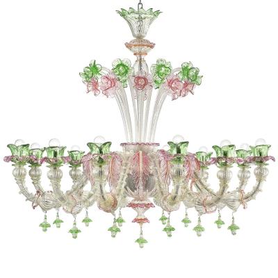 Venetian Floral C Rezzonico Murano Glass Chandelier With Silver Leaf